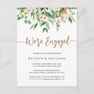 We're Engaged Eucalyptus Floral Simple Engagement  Invitation Postcard