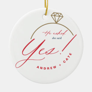 We're Engaged First Christmas Engaged Photo  Ceramic Tree Decoration
