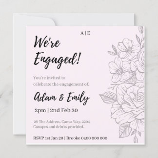 We're engaged! Floral invitation