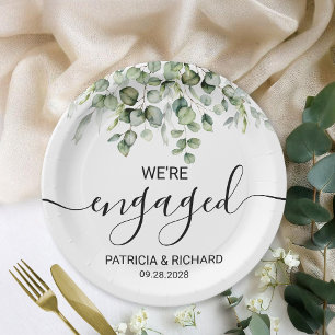 We're Engaged Greenery Engagement Paper Plate
