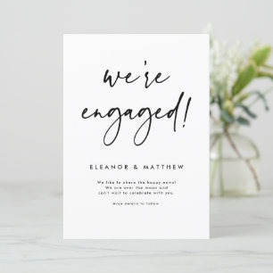 We're Engaged Hand Lettering Engagement Announcement