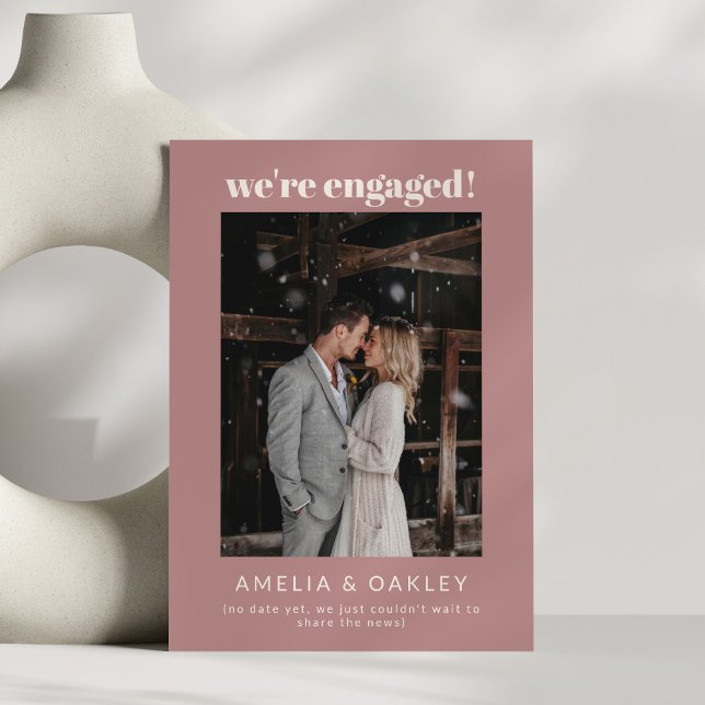 We're Engaged Minimalist Elegant Photo Dusty Rose Announcement (Creator Uploaded)