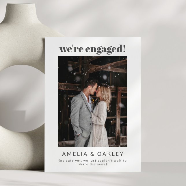 We're Engaged Minimalist Elegant Photo Modern Chic Announcement (Creator Uploaded)