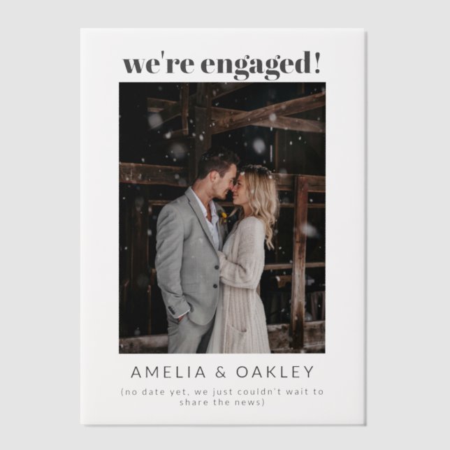 We're Engaged Minimalist Elegant Photo Modern Chic Vellum Invitations (Front)