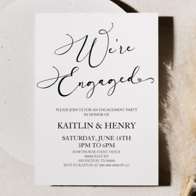 We're Engaged Minimalist Engagement Party Invitation (Creator Uploaded)