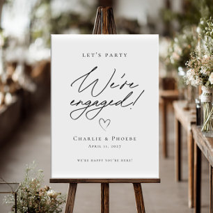 We're Engaged Modern Engagement Party welcome Poster