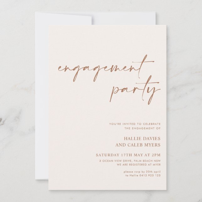 We're Engaged Modern Neutral Engagement Party Invitation (Front)