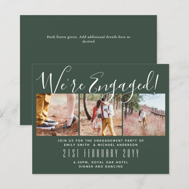 We're Engaged! Modern Photo Collage Invites BUDGET (Front/Back)