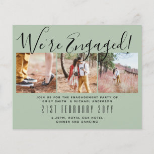 We're Engaged! Modern Photo Collage Invites BUDGET Flyer