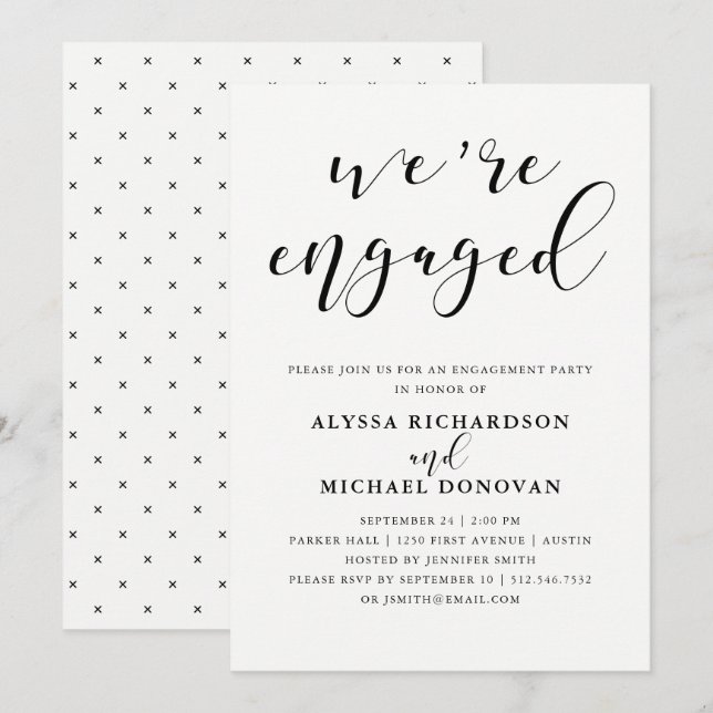 We're Engaged | Modern Romantic Engagement Party Invitation (Front/Back)