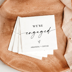 We're Engaged Napkins, Minimalist Engagement Party Napkin
