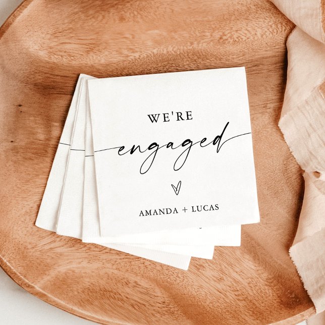 We're Engaged Napkins, Minimalist Engagement Party Napkin (Creator Uploaded)