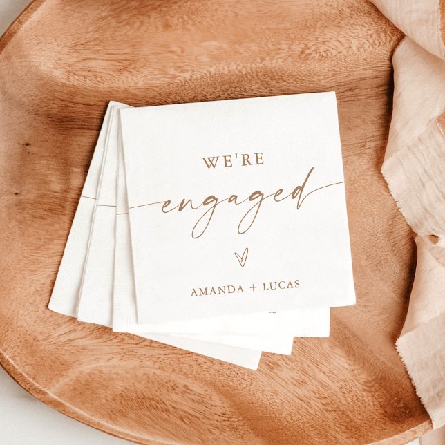 We're Engaged Napkins, Modern Engagement Party Napkin (Creator Uploaded)