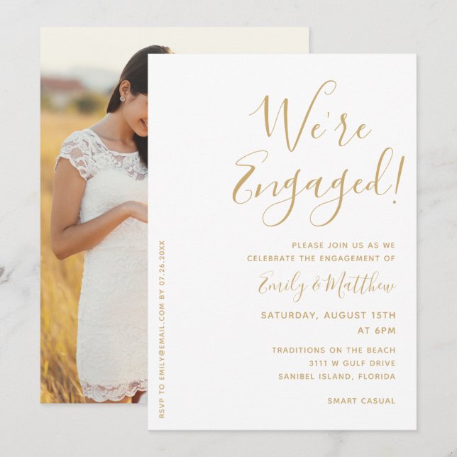 We're Engaged Personalised Photo Engagement Party (Front/Back)