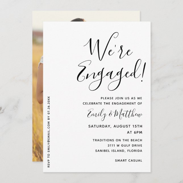 We're Engaged Personalised Photo Engagement Party (Front/Back)