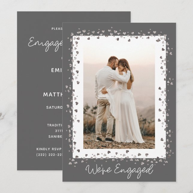 We're Engaged Personalised Photo Engagement Party Invitation (Front/Back)