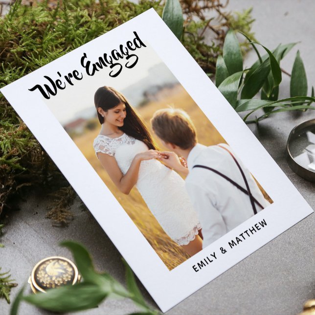 We're Engaged Personalised Photo Engagement Party Postcard (Creator Uploaded)
