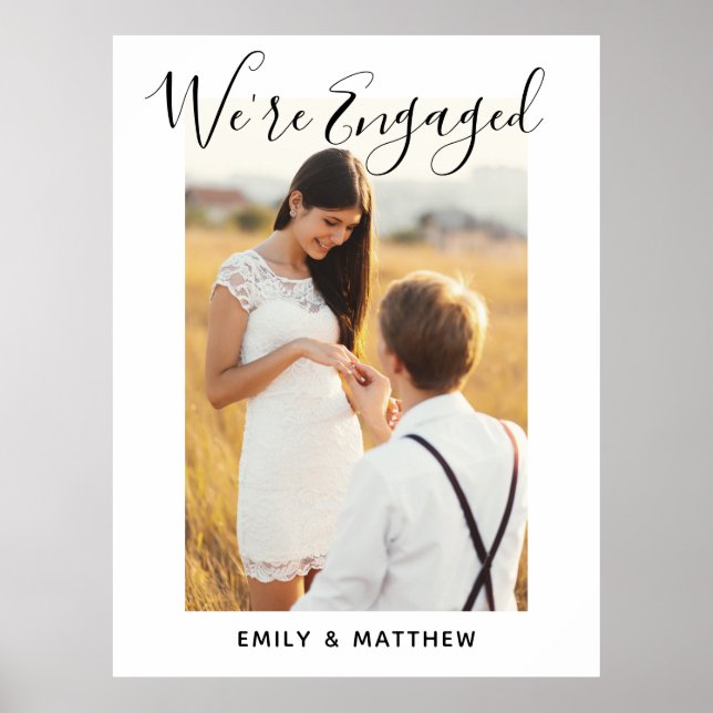We're Engaged Personalised Photo Engagement Party Poster (Front)