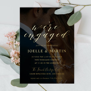 We're Engaged Photo Engagement Party Gold