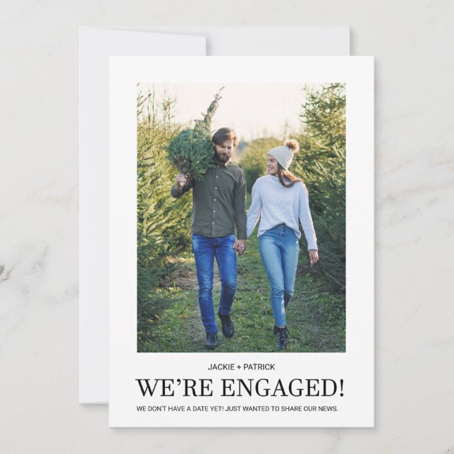 We're Engaged Photo Modern Engagement Announcement (Front)
