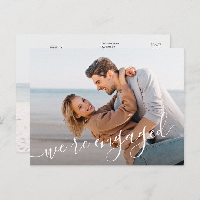 We're Engaged Photo Wedding Save the Date Announcement Postcard (Front/Back)