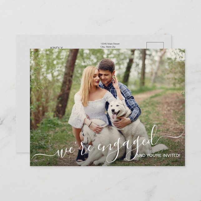 We're Engaged Photo Wedding Save the Date Announcement Postcard (Front/Back)