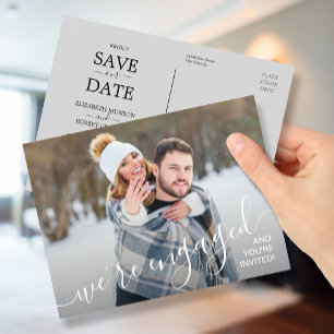 We're Engaged Photo Wedding Save the Date Announcement Postcard