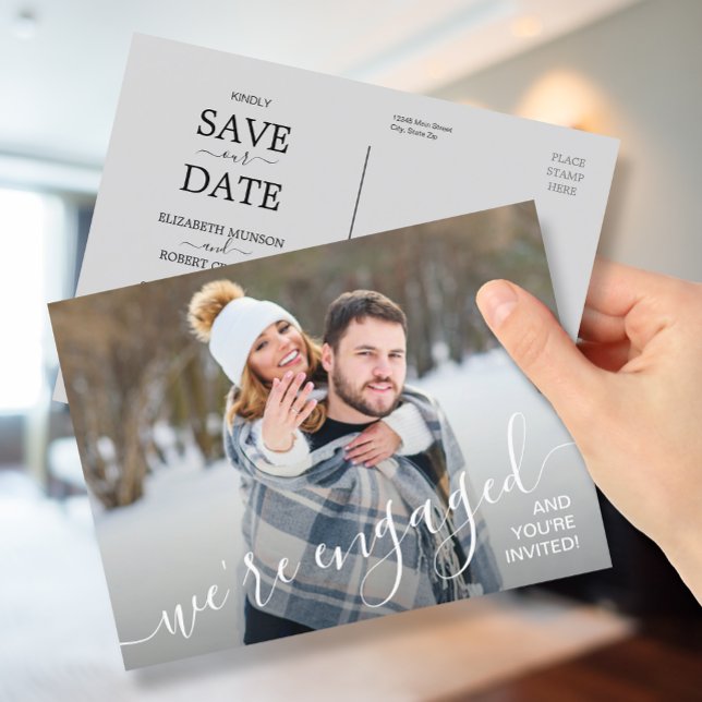 We're Engaged Photo Wedding Save the Date Announcement Postcard (Creator Uploaded)