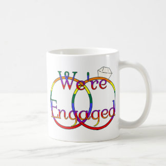 We're Engaged Rainbow Wedding Rings Coffee Mug