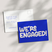 We're Engaged Retro Groovy Playful Unique Blue
