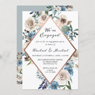 We're Engaged Rustic Boho Floral Engagement Party Invitation