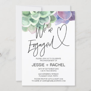 We're Engaged Succulent Engagement Party Invitation