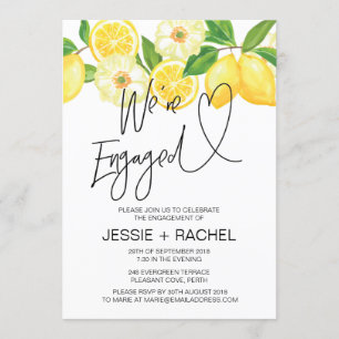 We're Engaged Summer Lemon Engagement Party Invitation
