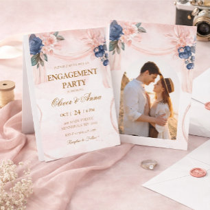 We're Engaged Terracotta Engagement Party Photo Invitation