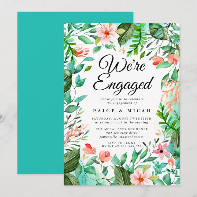We''re Engaged Tropical Engagement Announcement (Front/Back)