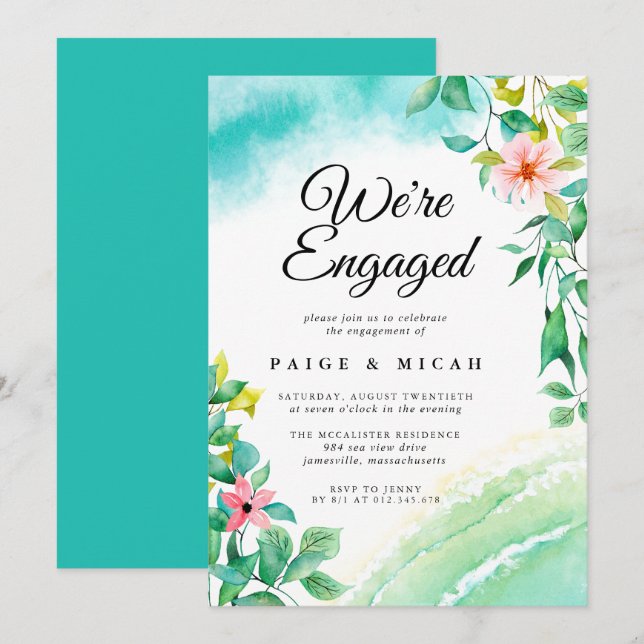 We''re Engaged Tropical Engagement Announcement (Front/Back)