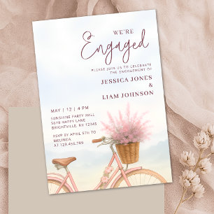 We're Engaged Vintage Bicycle Engagement Party Invitation