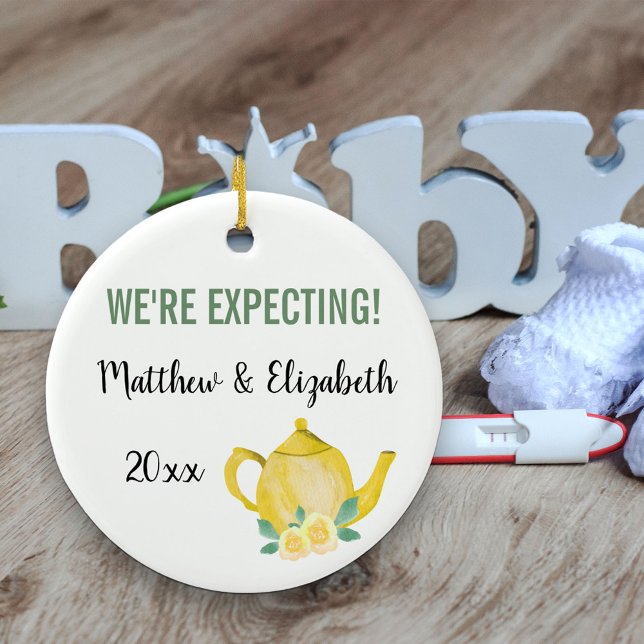 We're Expecting A Baby is Brewing Personalised Ceramic Tree Decoration (Creator Uploaded)