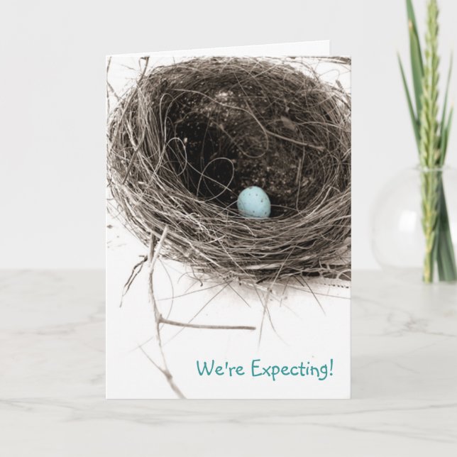 We're Expecting! Baby Boy Announcement Card (Front)