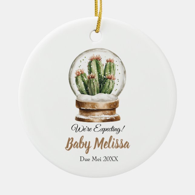 We're Expecting Baby Cactus Parents To Be Gift Ceramic Tree Decoration (Front)