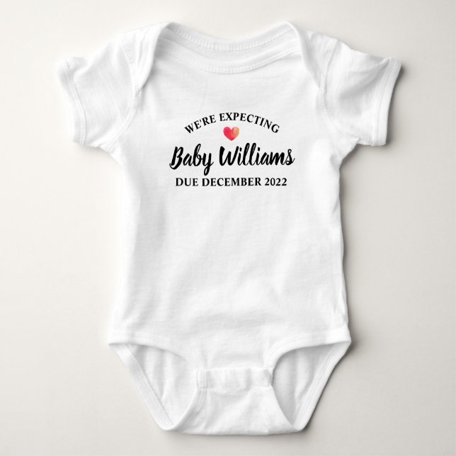 We're Expecting Baby First Name and Date Bodysuit (Front)