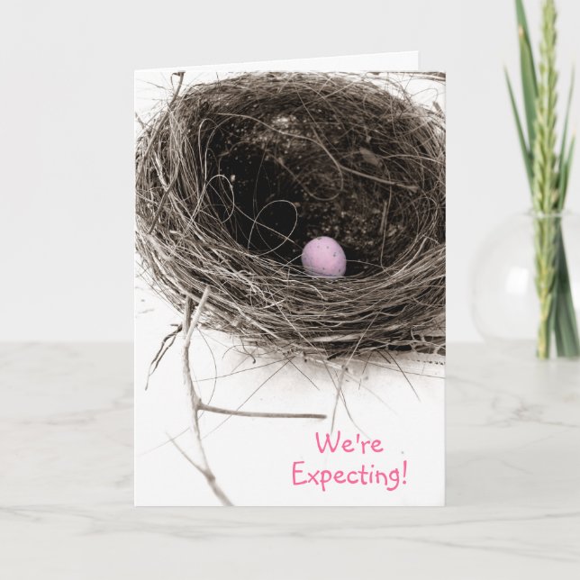 We're Expecting! Baby Girl Announcement Card (Front)