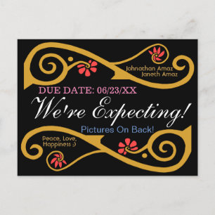 We're Expecting! Blooming Motifs Personalised Announcement Postcard