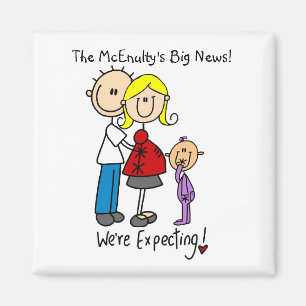 We're Expecting Family Dad Mum Toddler Girl Magnet