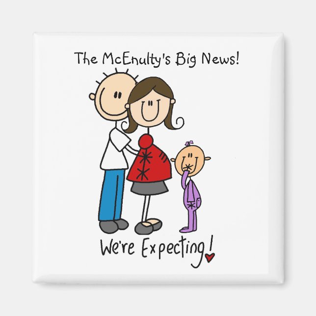 We're Expecting Family Dad Mum Toddler Girl Magnet (Front)