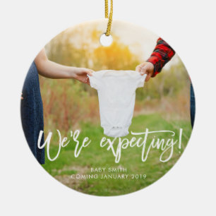 We're Expecting Pregnancy Announcement Ceramic Tree Decoration