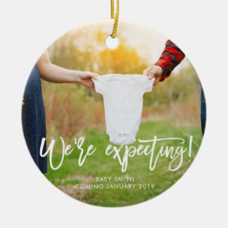 We're Expecting Pregnancy Announcement Ceramic Tree Decoration