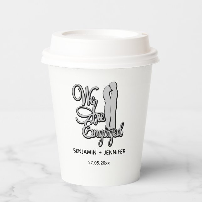 We're Getting Engaged Personalised Wedding Shower Paper Cups (Front)