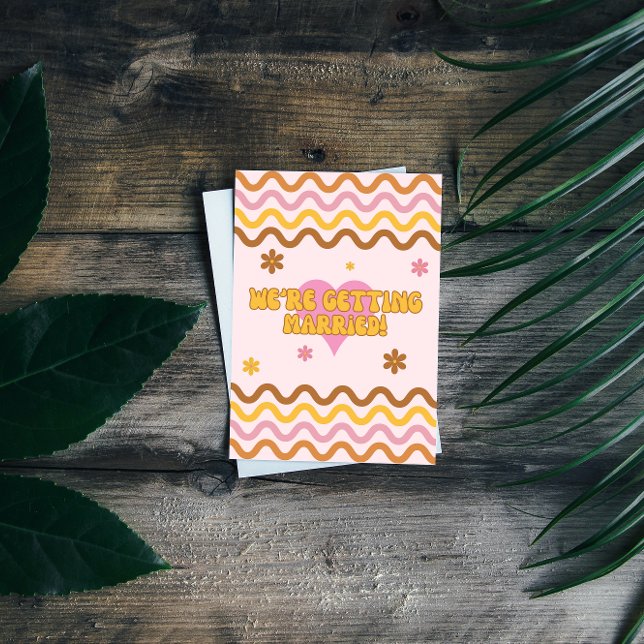 We're Getting Married Flower Power 60's 70's Retro Invitation (Creator Uploaded)