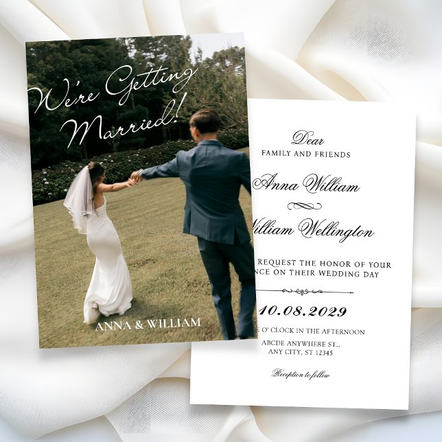 We're getting married minimalist photo wedding  invitation (Creator Uploaded)